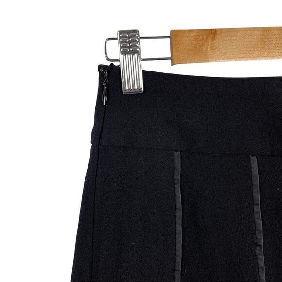Escada 100% New Wool Pleated Ribbon Accents Knee-Length Black Skirt Size 34 - Picture 4 of 15